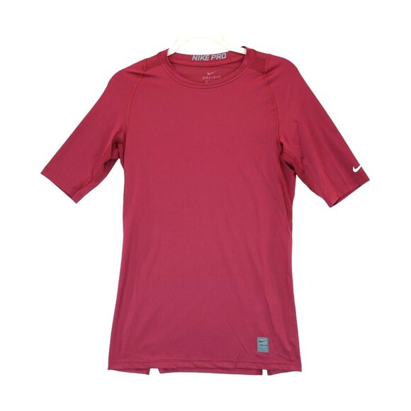 Nike Men's Pro/Dri-Fit Red Athletic T-Shirt Size Large With Logo On Sleeve - Picture 1 of 6